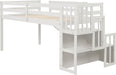 Twin Loft Bed with Slide and Stairs, White