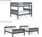 Full over Full Bunk Bed W/ USB Port, Gray