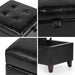 Black Faux Leather Storage Ottoman with Lid