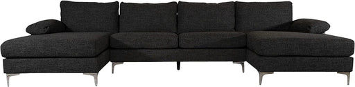 Large U-Shape Tweed Sectional Sofa, Ash