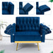 Adjustable Velvet Armchair with Ottoman, Blue