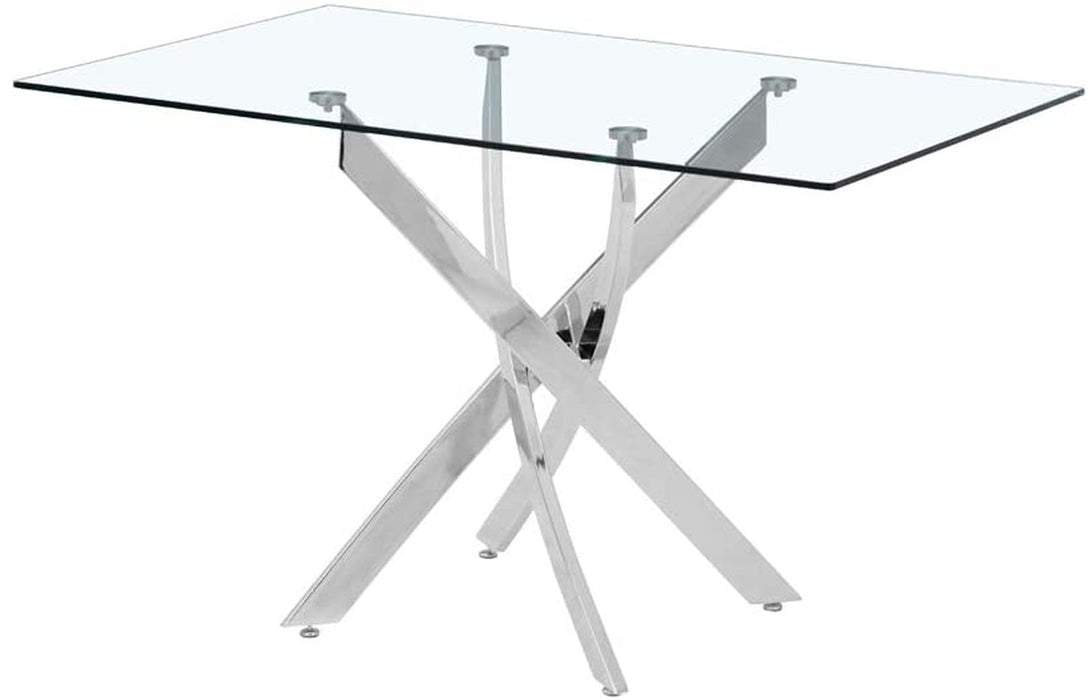 Tempered Glass Dining Table with Chromed Legs (White)
