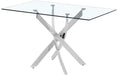 Tempered Glass Dining Table with Chromed Legs (White)