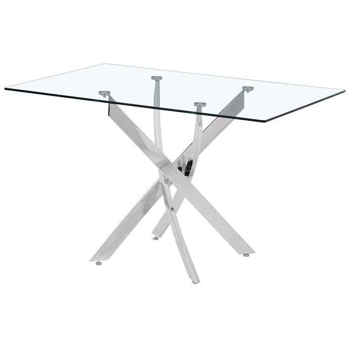 Tempered Glass Dining Table with Chromed Legs (White)