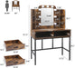 Brown Makeup Vanity Dressing Table with LED Lights