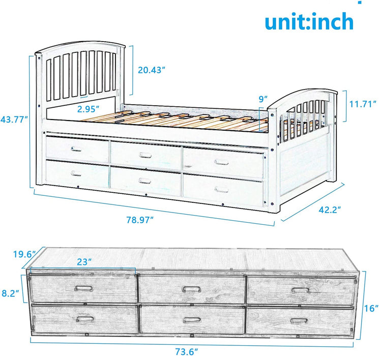 Twin Captain'S Bed with Storage Drawers