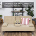 Compact Beige Futon Sofa Bed with Armrests