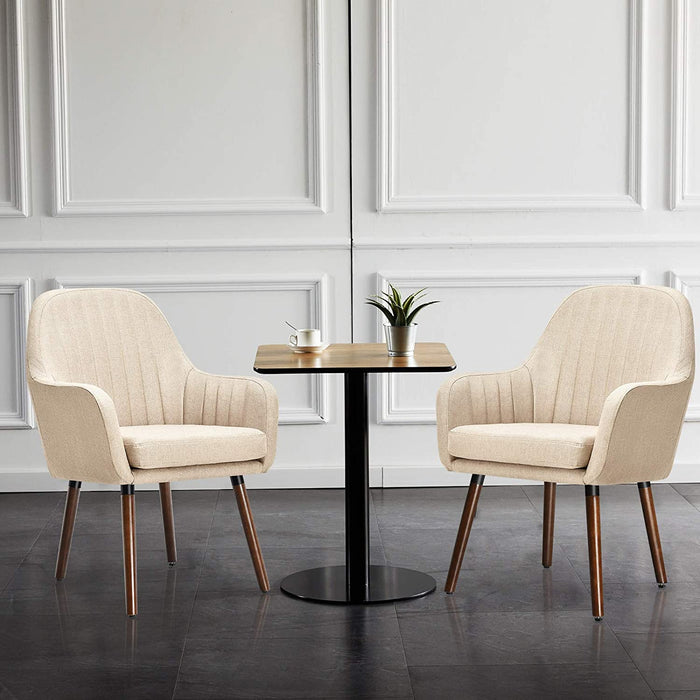 Set of 2 Beige Accent Dining Chairs