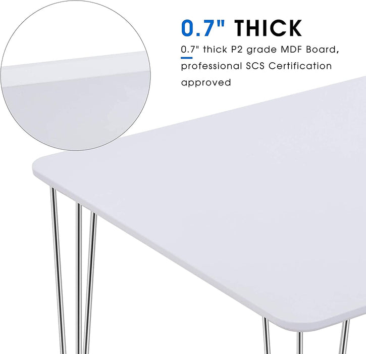 White/Silver Hairpin Legs Modern Kitchen Table