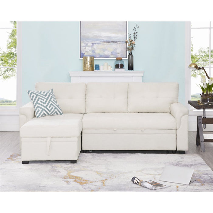 L-Shaped Velvet Sleeper Sectional with Storage