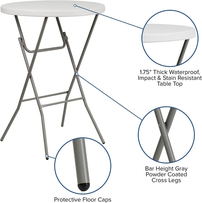 Round Folding Plastic Bar Table in White