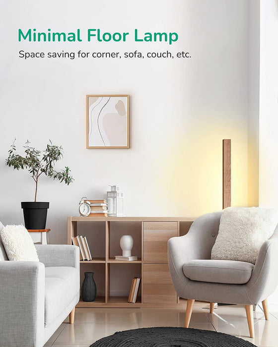 Modern Wood LED Corner Floor Lamp with Remote
