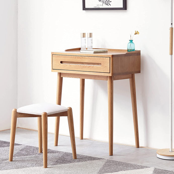 Wood Vanity Table Set with Drawer and Bench