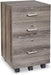 Grey Oak Rolling File Cabinet with Lock