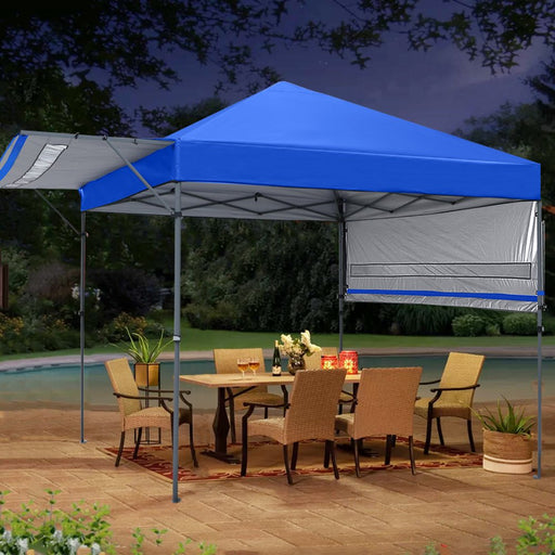 10' X 10' Pop-Up Gazebo Canopy Tent with Double Awnings, Blue