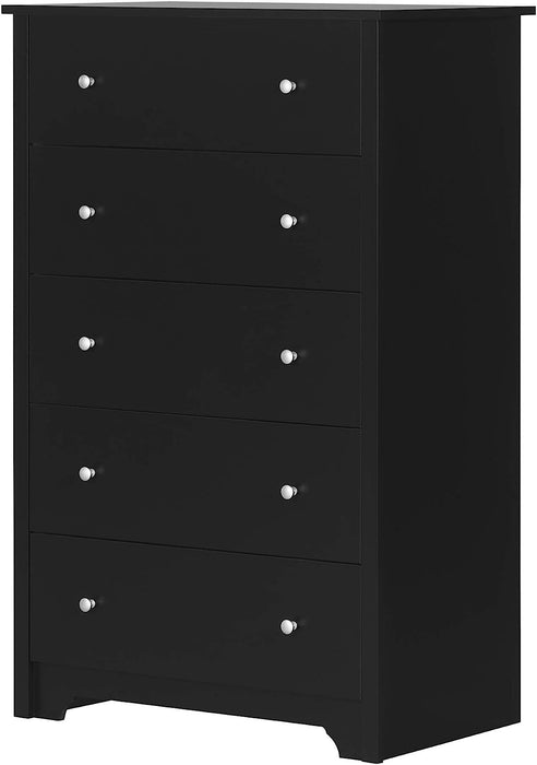 Black 5-Drawer Dresser with Nickel Handles