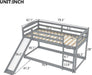 White Low Bunk Bed with Slide and Guardrail