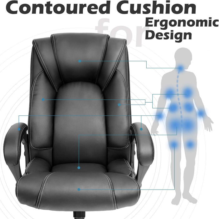 Ergonomic Leather Executive Desk Chair with Tilting Function