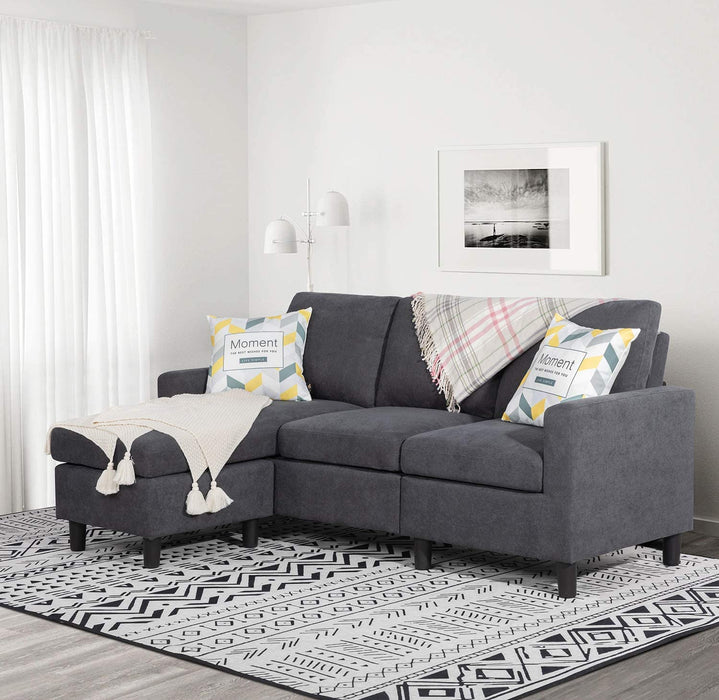 Linen L-Shaped Sectional Sofa