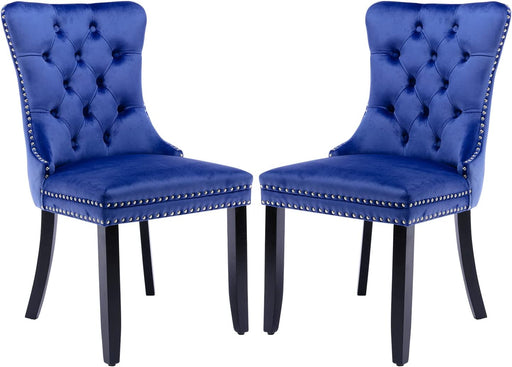 Velvet Dining Room Chairs Set of 2, Blue