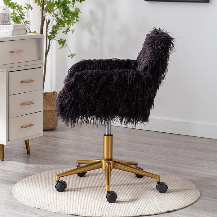 Soft Faux Fur Swivel Chair for Home Office