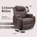 Brown Leather Rocking Massage Recliner Chair with Cup Holders