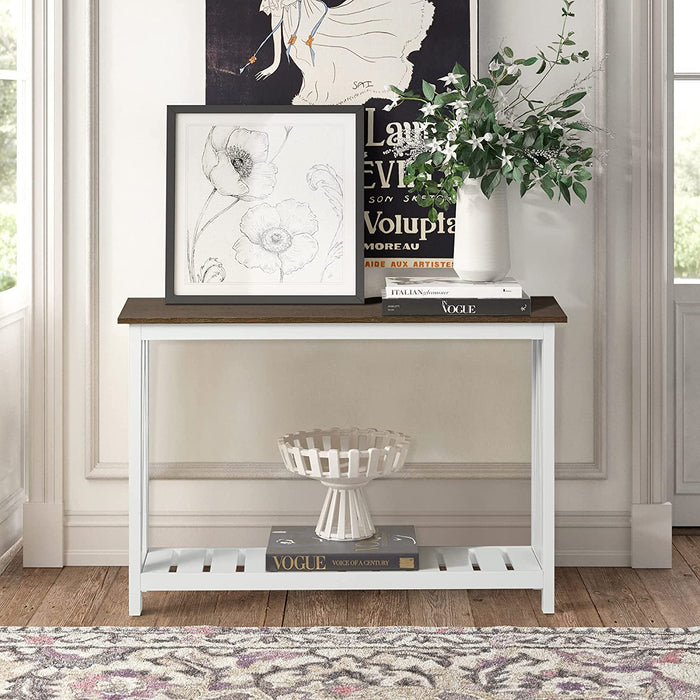 Rustic White Sofa Table for Entryway, Living Room