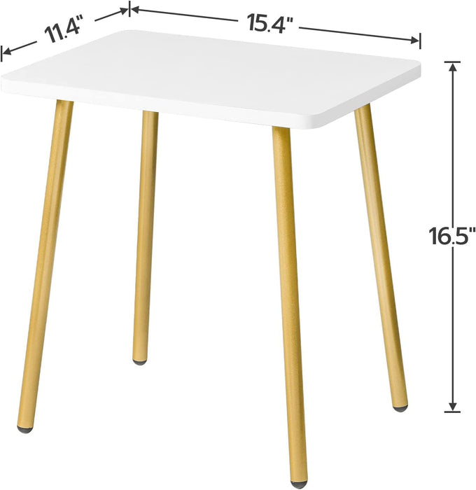 Modern White and Gold Side Table Set of 2, Small