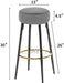 Modern Velvet Bar Stools Set of 2, Grey, 30 Inch Height