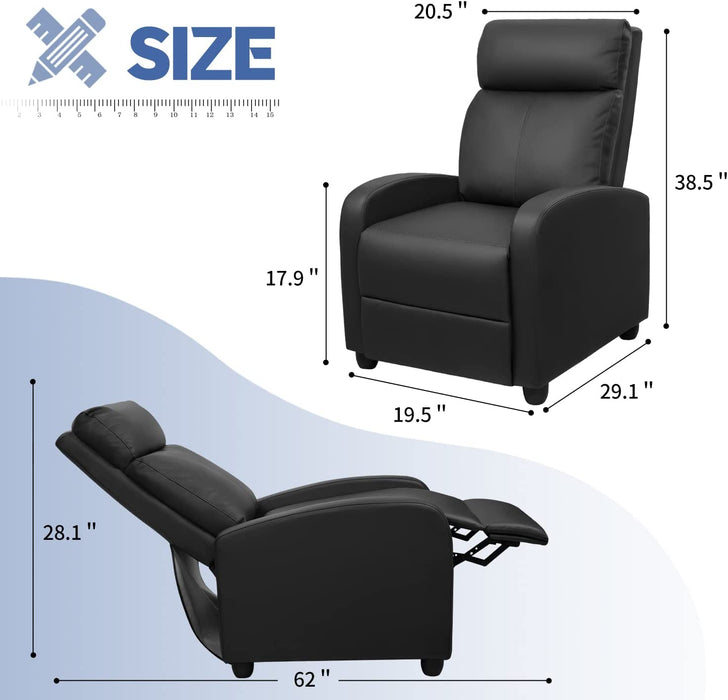 Black PU Leather Recliner Chair with Massage