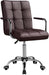 Modern Brown Leather Office Chair with Casters