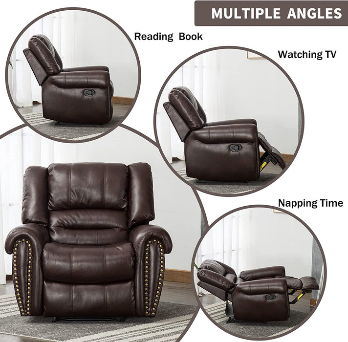 Classic and Traditional Leather Recliner Chair (Brown)