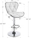 White Shell Back Adjustable PU Leather Barstools, Set of 4