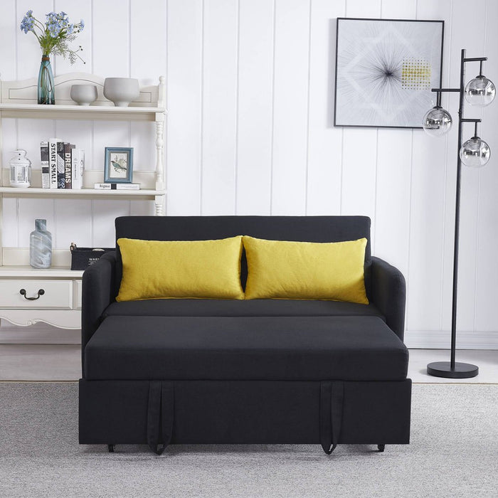 Convertible Loveseat with Pull Out Bed - Black