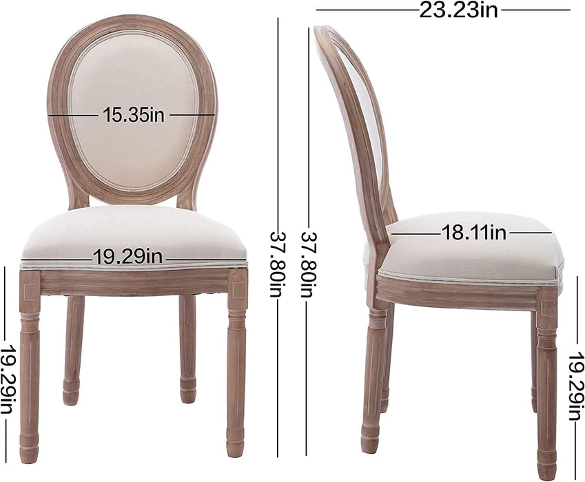 Set of 4 French Country Oval Fabric Dining Chairs