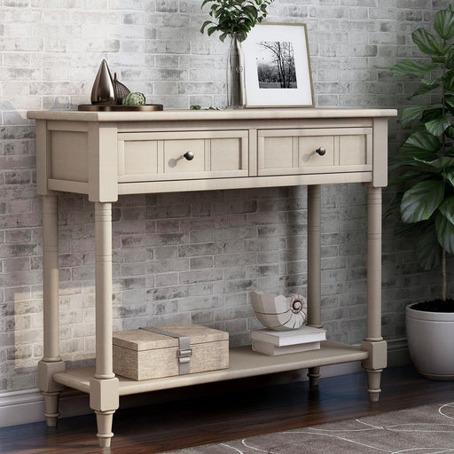 Rustic Gray Console Table with Storage Drawers