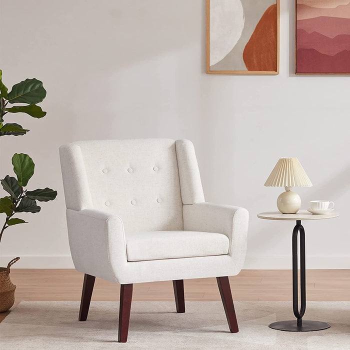 Mid-Century Modern Beige Accent Chair