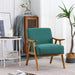 Green Mid-Century Modern Lounge Chair with Wooden Frame