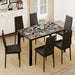 7-Piece Glass Dining Table Set for 6, PU Leather Chairs