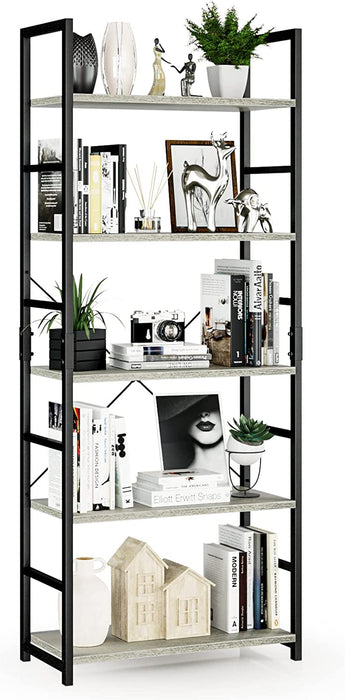 Modern 5-Tier Bookshelf for Home Office and Living Room