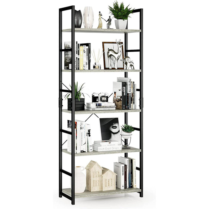 Modern 5-Tier Bookshelf for Home Office and Living Room