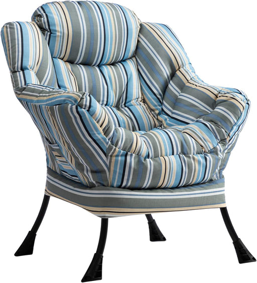 Contemporary Stripe Lounge Chair with Armrests and Pocket
