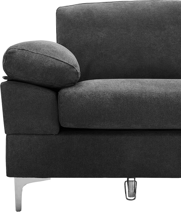 Dark Grey Upholstered L-Shaped Sofa