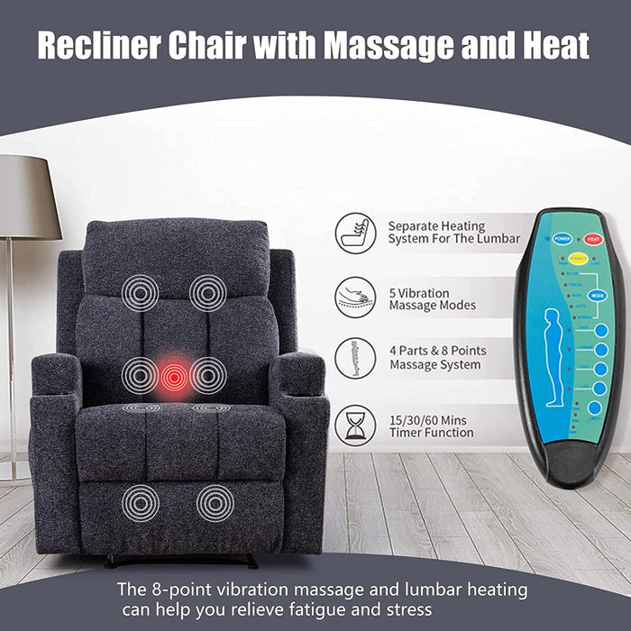 Manual Massage Recliner Chairs with Heat for Living Room