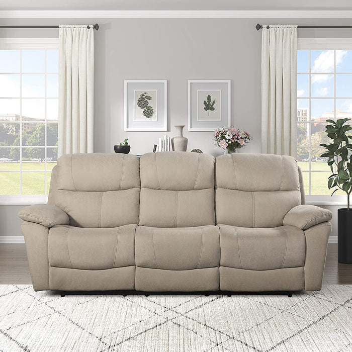 Lapointe Wall-Hugger Manual Double Reclining Sofa, Tan