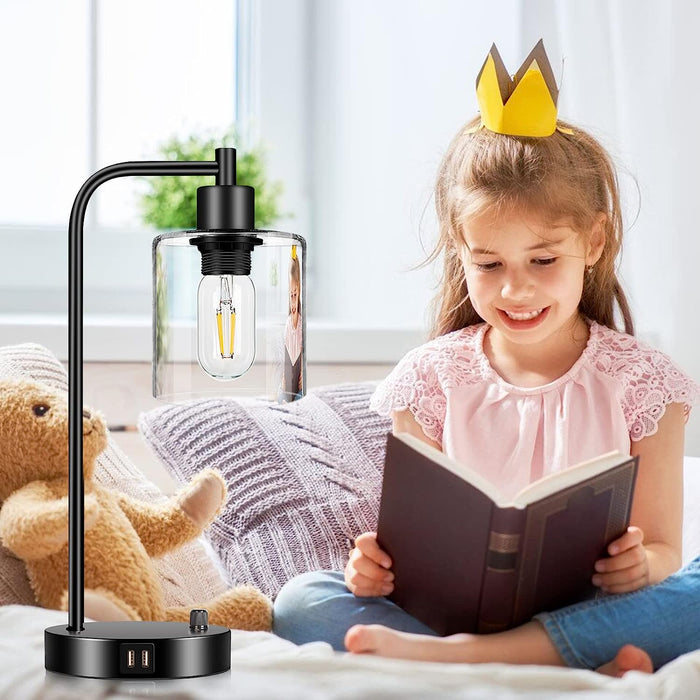 Modern USB Bedside Table Lamp, Stepless Dimmable