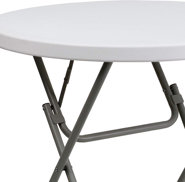 Granite White Plastic Folding Table - 2.63 Feet Round
