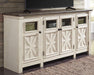 Farmhouse TV Stand, 72", 3 Cabinets, Whitewash