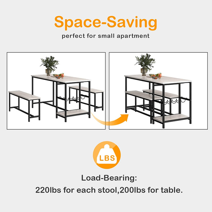 Dining Table Set for 4, 3 Piece Kitchen Table and Chairs Set
