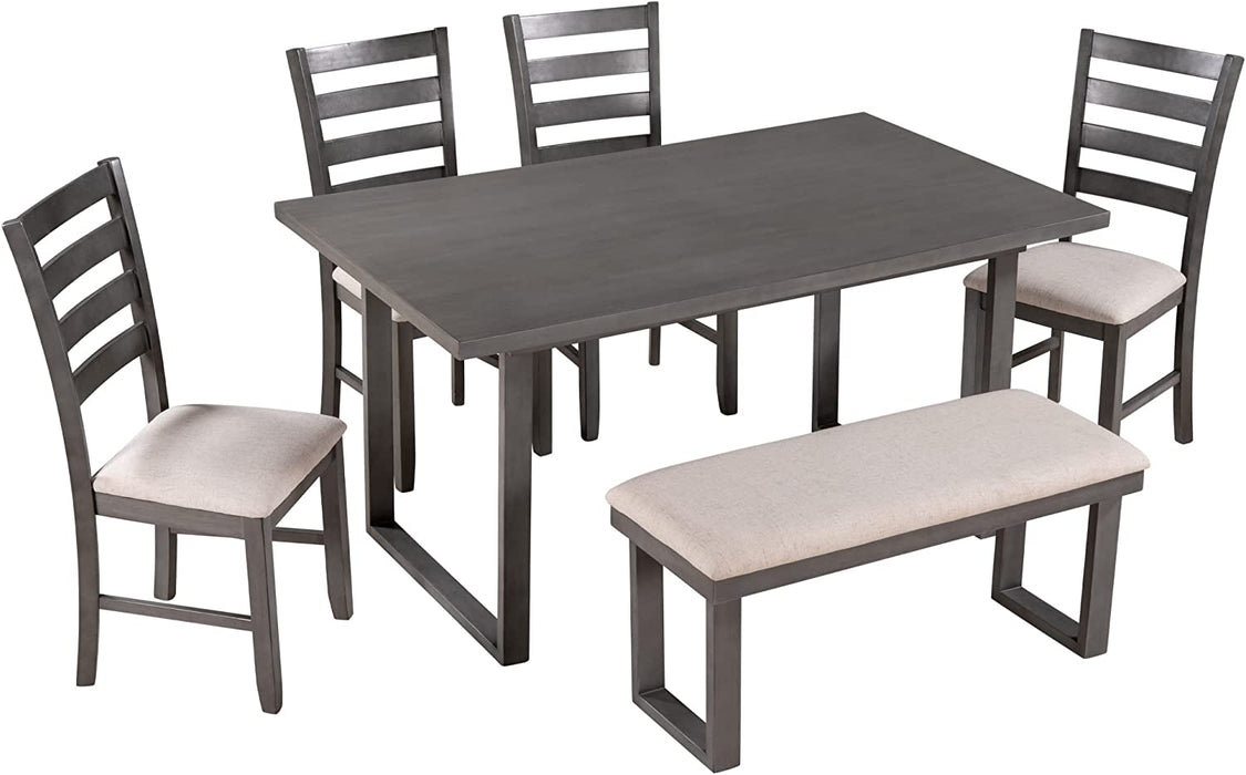 6-Piece Rustic Wood Dining Set